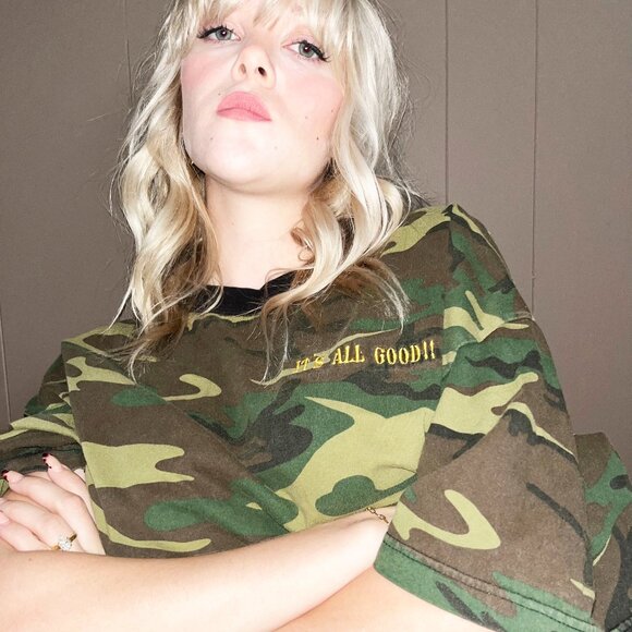 Vintage Cropped It's All Good Army Tee 2XL - Picture 1 of 5